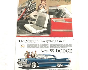 Vintage Original Magazine Advertisement Ad, Dodge, Chrysler Auto Automobile Vehicle, 1959, 1950s