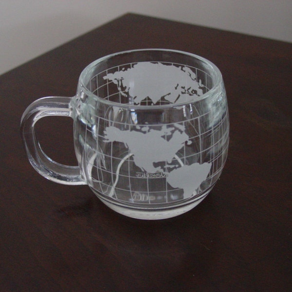Vintage Nestles " World Globe " Glass Mug