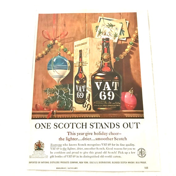 Vintage VAT 69 Scotch Liquor Alcohol Original Magazine Etsy