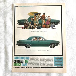 Vintage Original Magazine Ad Advertisement, Chrysler, Dodge, Dart, 1963, Compact, Automobile, Vehicle, 1960s