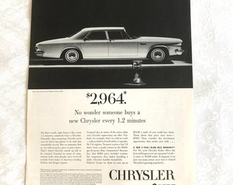 Vintage Original Magazine Print Ad Advertisement Chrysler, Newport, 1963, 1960s
