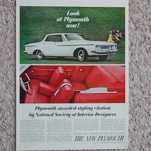 Vintage Original Magazine Advertisement, 1962 Plymouth Automobile, Auto, Car, Vehicle, Chrysler Corporation