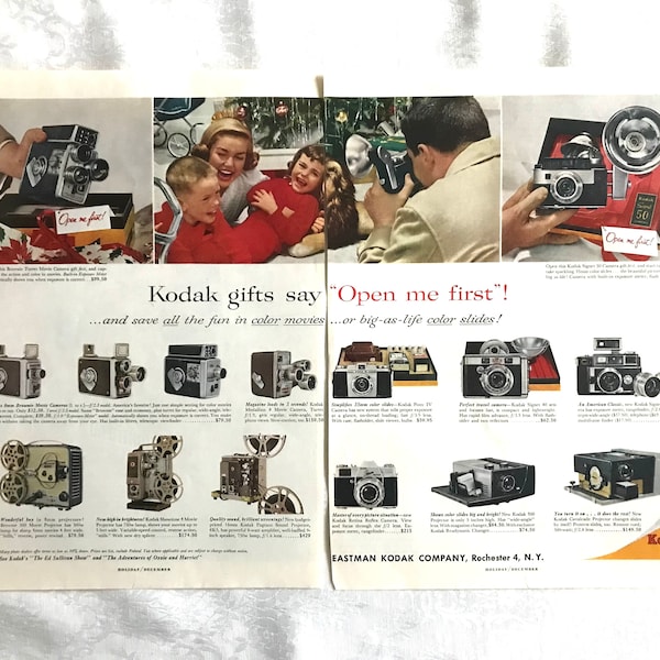 Two Page Vintage Kodak Movie Camera, 1960s Camera, Original Magazine, Advertisement Ad