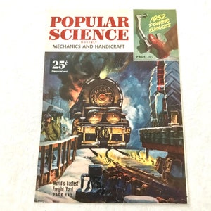 Vintage 1950s, 1952, Popular Science, Monthly, Cover ONLY, Original Magazine Ad Advertisement