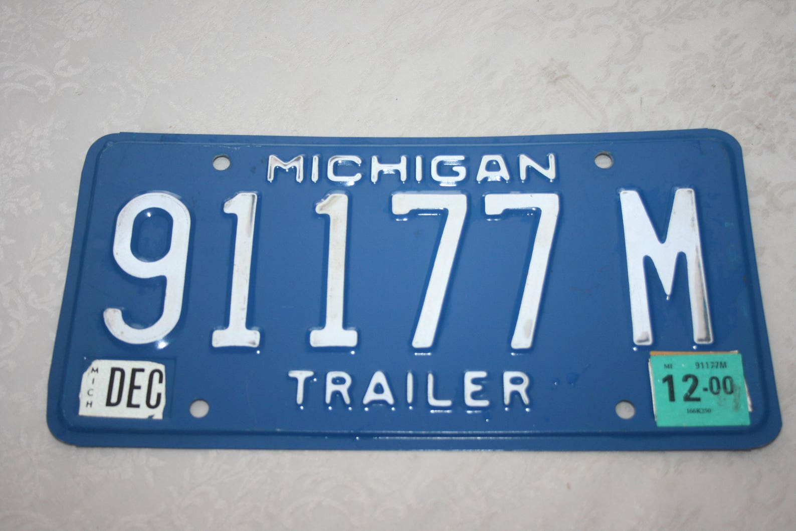 Vintage Michigan Blue and White License Plate 91177 M Etsy