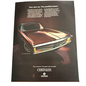Vintage Original Magazine Advertisement Ad, Chrysler, 300,  Auto Automobile Vehicle, 1960s