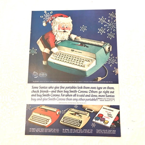 Vintage Original Magazine  Ad Advertisement, Smith Corona Typewriters, Coronet, Galaxie, Corsair