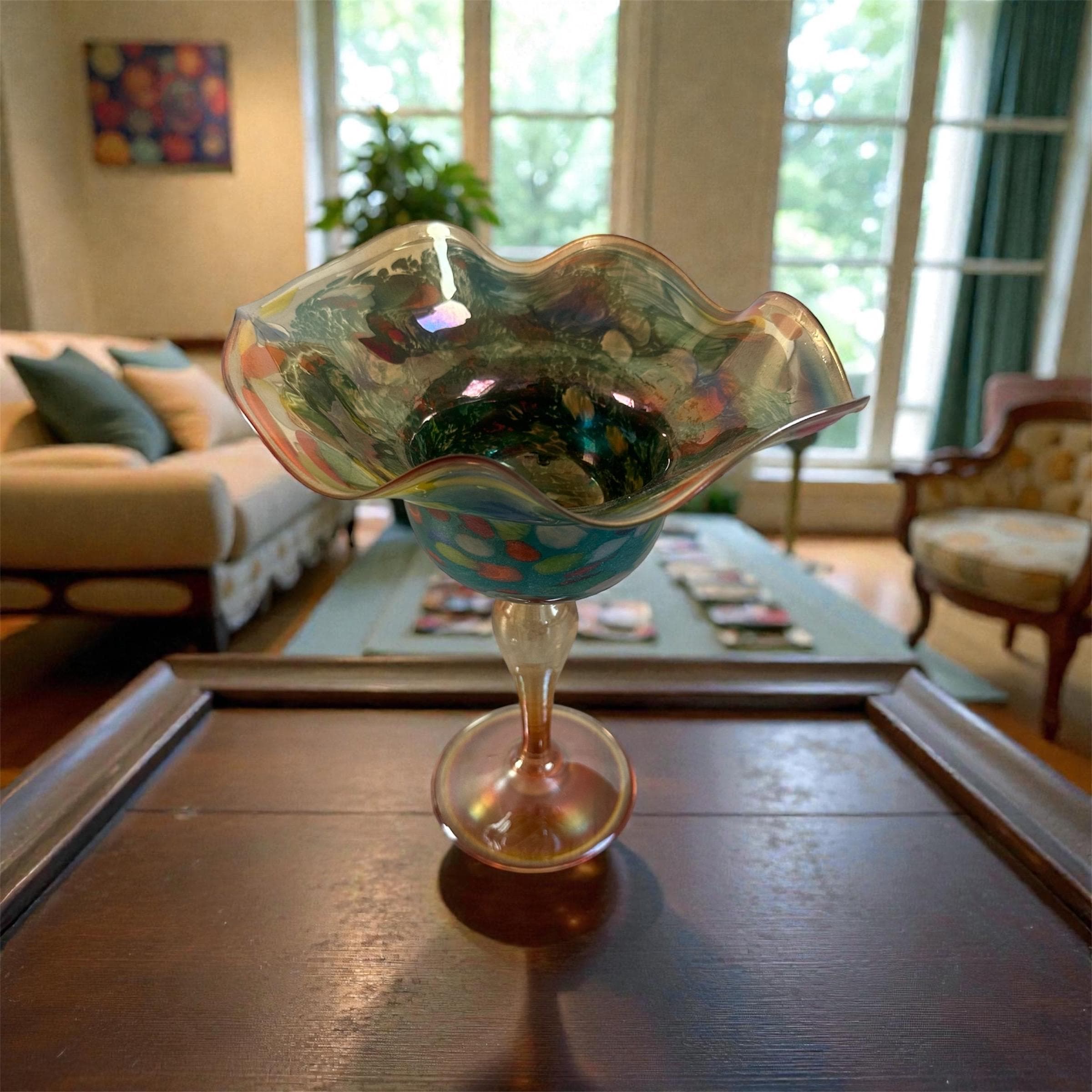 ムラーノアートガラスの花瓶 – アーティストのサイン入り、ユニークな