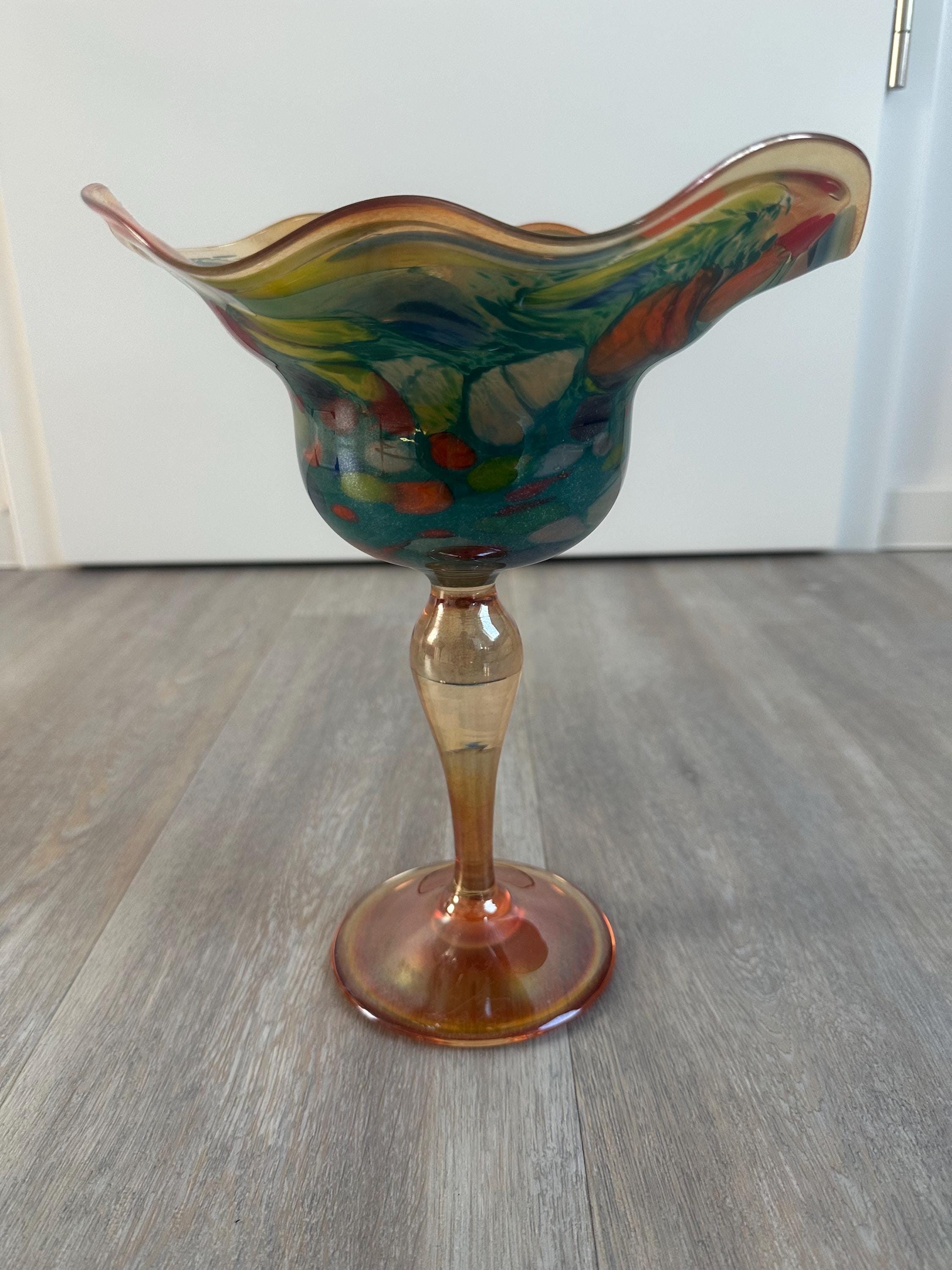 ムラーノアートガラスの花瓶 – アーティストのサイン入り、ユニークな