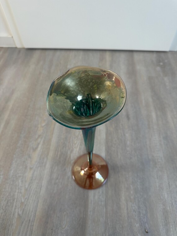 ムラーノアートガラスの花瓶 – アーティストのサイン入り、ユニークな