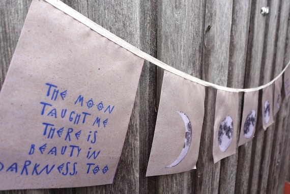 The MOON TAUGHT me flag / moon phase banner / lunar cycle decor / witchy home decor / meditation space flags / sacred moon symbols