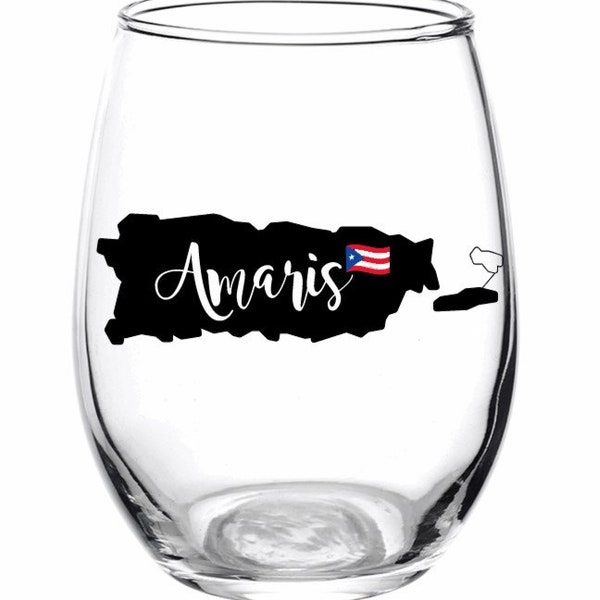 Puerto Rico Wine Glasses Etsy