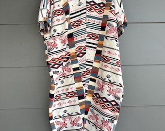 Vintage 1970’s Southwestern Canvas Kaftan Aztec Western OS