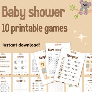 Baby Shower Games Bundle Fun Neutral Baby Shower Activities Printable Baby Games Set Word Scramble, Bingo, Quizzes, Tic-Tac-Toe & More
