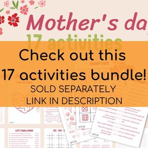 Printable Mother's Day Truth or Dare Mom Game for Kids Mom Activities