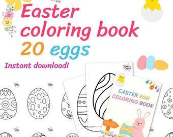 Easter Egg Coloring Book: 20 Printable Pages, Kids & Adults (PDF)