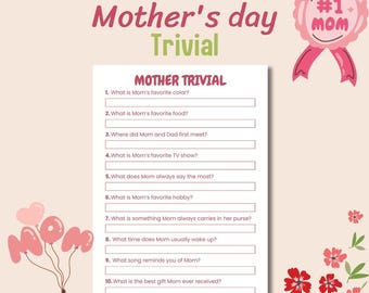Printable Mother's Day Truth or Dare Mom Game for Kids Mom Activities