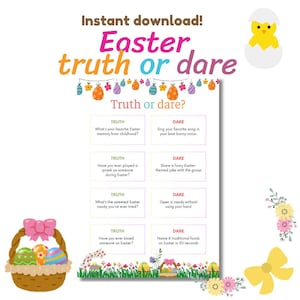 Printable Easter Truth or Dare Game: Family Party Activity (Digital Download)