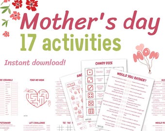 Mother's Day Games Bundle: 17 Printable Family Activities (Digital Download)