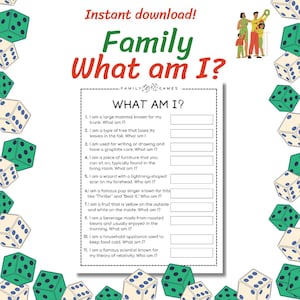 What Am I? Family Game: Printable Reunion Party Game (PDF)