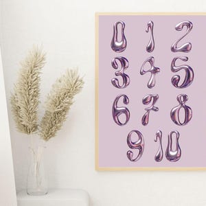 Póster rosa 123, producto digital para imprimir en casa, decoración infantil, póster infantil