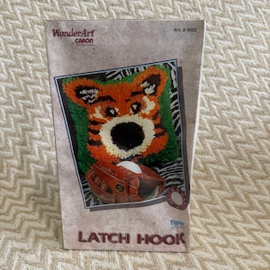Vintage WonderArt Tiger Latch Hook Rug Kit 12x12 Sealed
