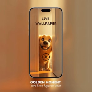 Golden Time Live wallpaper, iPhone lock screen background, looping moving image for android phone, IOS pet background art-Instant Download