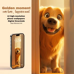 Golden Time - Pet Theme Phone Wallpaper Set - 12 High-Quality Dog Wallpapers, Instant Download for Dog Lovers