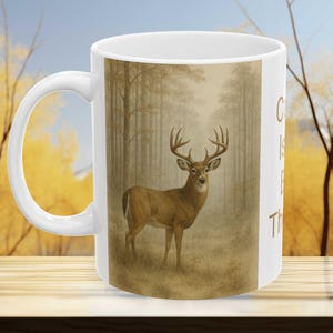 Personalized Deer Art Coffee Mug: Wildlife Lover Gift