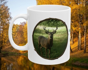 Rustikale Hirsch Keramiktasse: Wildtierliebhaber Kaffeetasse