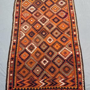 Best Price, 6.6 x 13.3 Ft Afghan Geometric Kilim | Vintage Handwoven Tribal Flatweave | Multicolor Maimana Ghalmoori Rug, Boho Rustic Decor