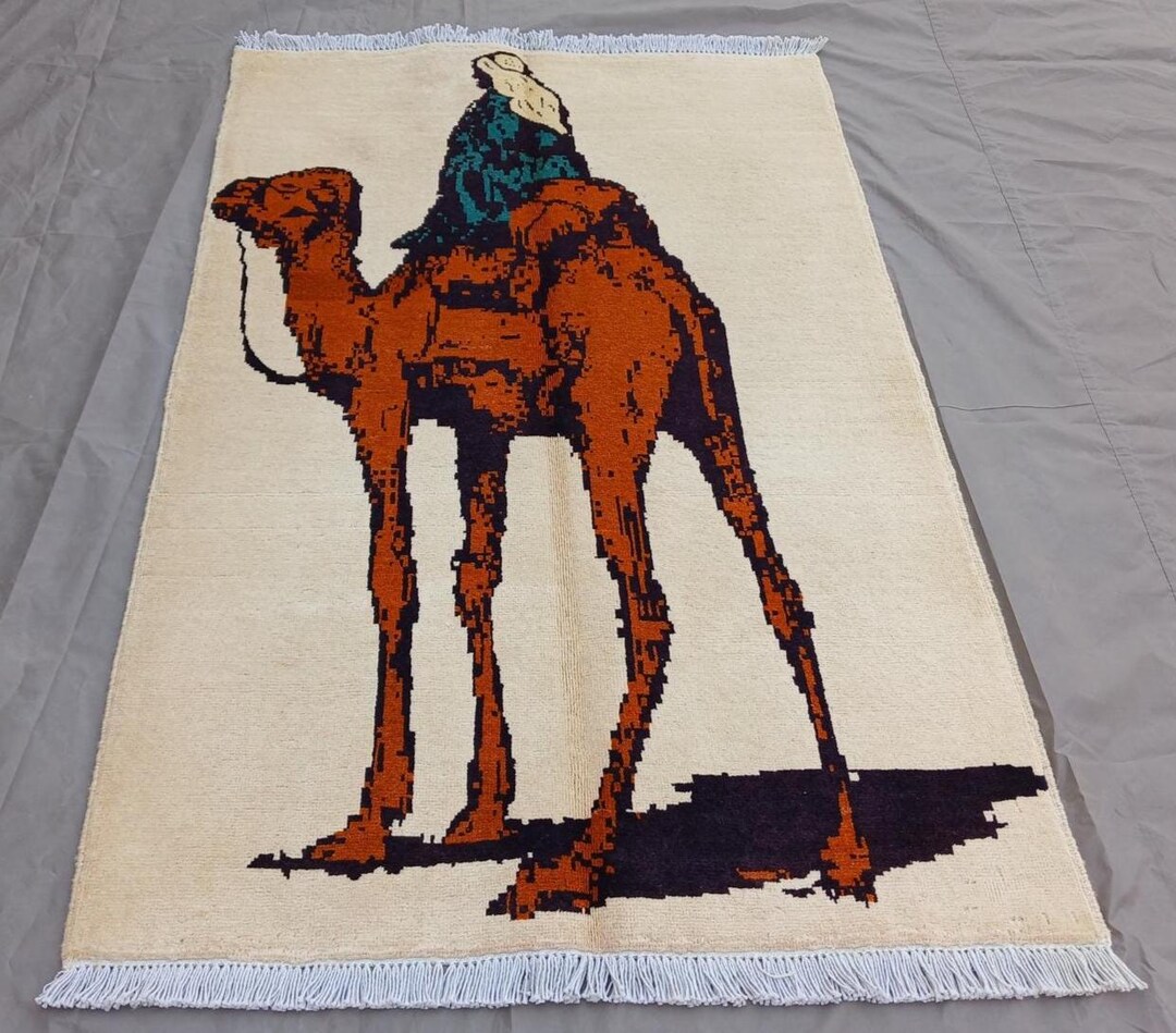 Good Price, 2.11 X 4.4 Ft, Camel Pictorial Rug, Afghan Handmade Wool ...