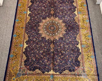 Best Price, 6.7 x 9.8 Ft, Luxury Turkish Silk Rug | Hand-Knotted Fine Quality Floral Oriental Rug | Fine Silk Medallion Accent Rug