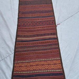 Best Price, 2.2x12.5 Ft Afghan Sumak Kilim Runner | Long Nomadic Handwoven Wool Flatweave | Tribal Boho Hallway Rug | Vintage Ethnic Decor
