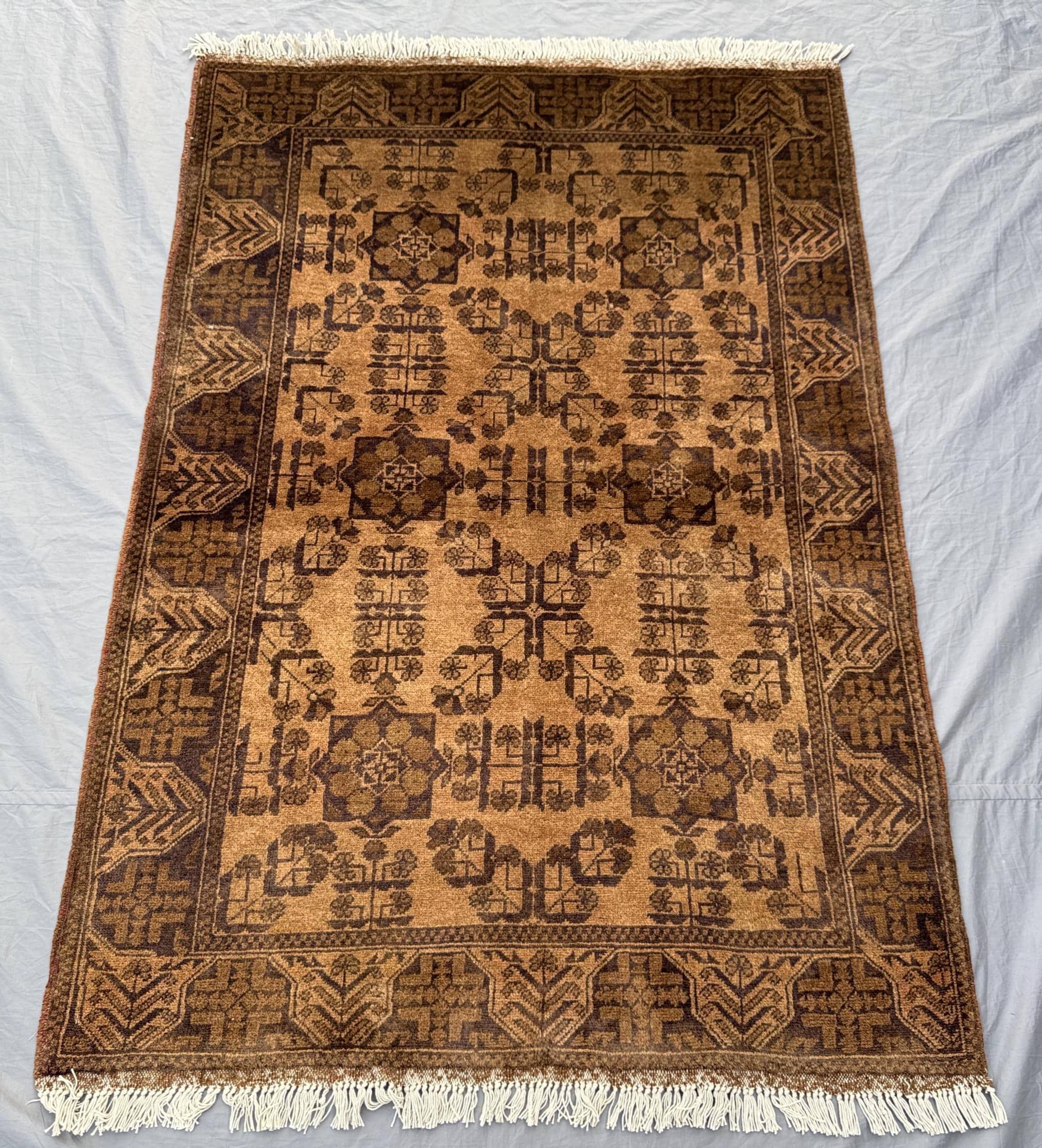Good Price, 3.4 X 4.10 Ft Afghan Turkmen Khal Muhammadi Rug, Hand