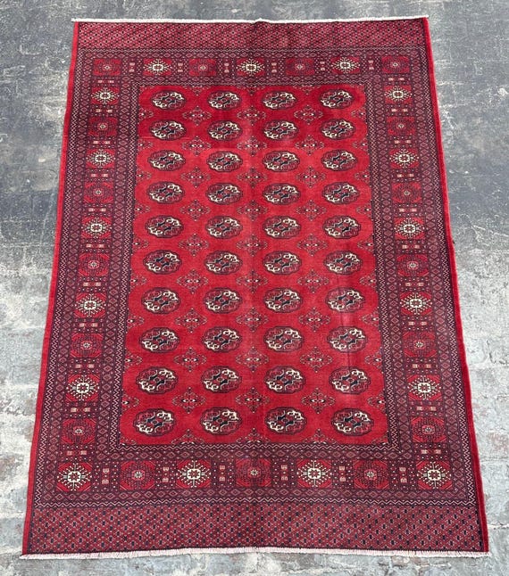 Best Price, 6 X 9 Ft Pakistani Bukhara Style Turkmen Rug, Handmade