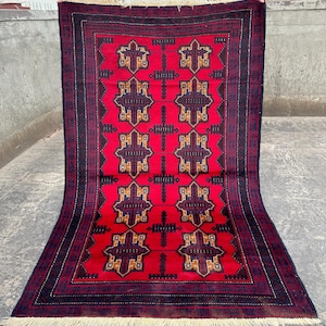 Best Price, 3.10 x 6.2 Ft, Stunning Afghan Vintage Nomadic Tribal Baluch Rug, Handmade Oriental Living Room Rug, Natural Wool Colors