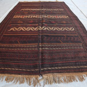 Alfombra Kilim afgana vintage de 1,70 x 2,90 m, tejida a mano, de tejido plano, diseño tribal Sumak, decoración rústica bohemia para el hogar.