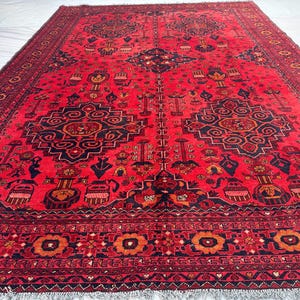 Best Price Rug, 6&#39;8 x 9&#39;8 Ft, Afghan Handmade Natural Dyed Khal Muhammadi Bukhara Rug, Afghan Turkmen Tribal New Made Rug, Hand Spun Wool