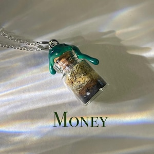 Money Spell Jar Necklace | Spell Jar Pendant | Spell Jar Charm | Witch Jar | Witchy Gifts | Cute Spell Jar Charm | Mini Spell Jars |