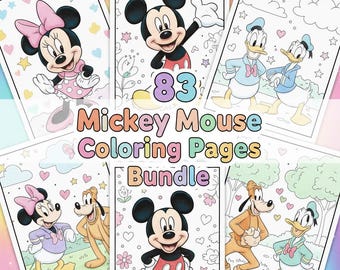 Mickey Kleurplaten | Kleurplaat Mickey en vriend printen | Leuke muisfeestartikelen en goodiebagactiviteit | Bewerkbare kleurplaat