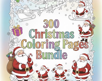 300 Christmas Coloring Pages Bundle | Kids & Adults Holiday Activity (PDF Download)