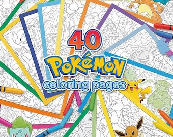 Disegni da colorare Pokemon / 40 pagine stampabili per bambini e adulti / Divertente download digitale in PDF