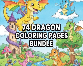 Dibujos para colorear de dragones en escala de grises. Libro de fantasía para adultos y niños. Hojas imprimibles en PDF para descargar al instante.
