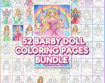 Bundel prinsessenpop kleurplaten | 52 afdrukbare pdf-activiteitenbladen (direct downloaden)