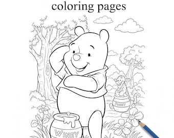 Winnie the Pooh Coloring Pages, Hundred Acre Wood Party Activity (PDF Download)