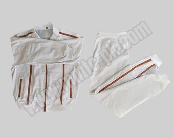 Tuta in pelle da uomo - Stile jogging beige/marrone chiaro