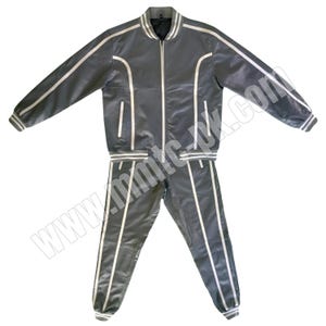 Men&#39;s Brayden Leather Track Suit Sweatsuit - Jogging Style Sweatsuit - Men Tracksuit Sweatsuit -Grey With White Stripe