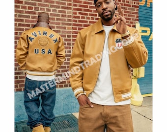 Men's timberland x avirex style leather jacket 100% leather