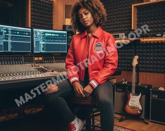 Chaqueta corta de cuero estilo Avirex para mujer, color rojo, 100 % cuero auténtico